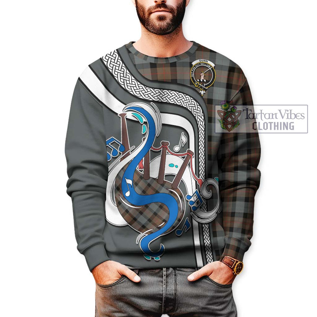 Tartan Vibes Clothing Gunn Weathered Tartan Sweatshirt with Epic Bagpipe Style