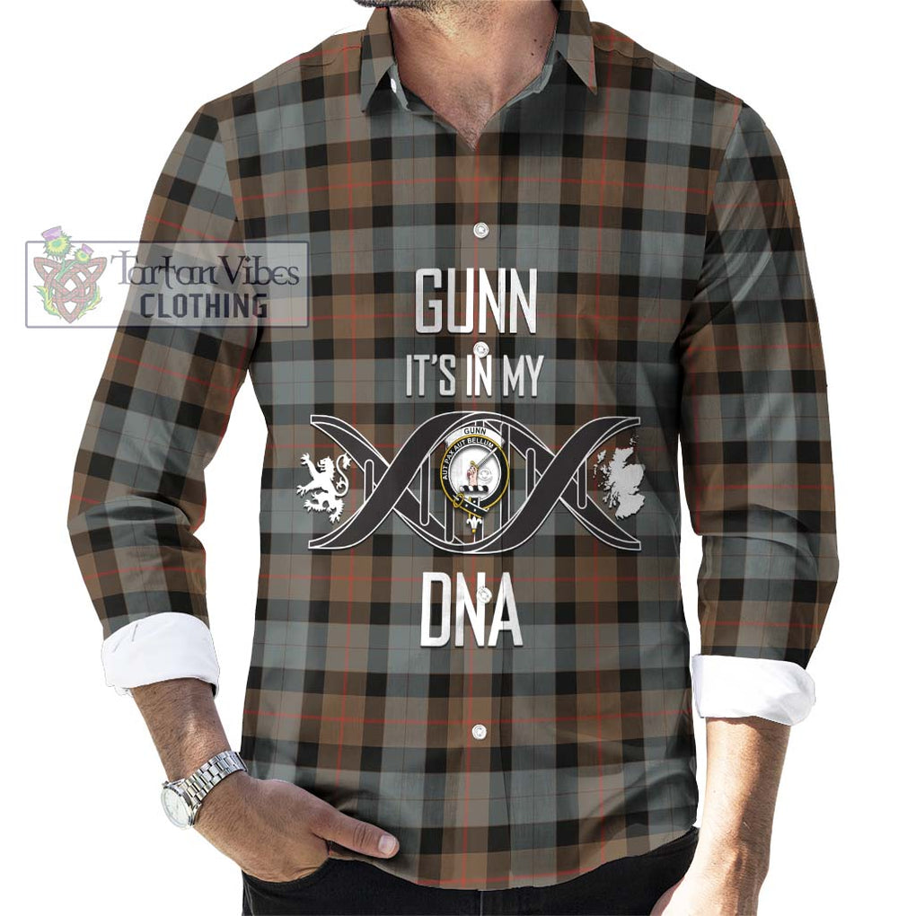 Gunn Weathered Tartan Long Sleeve Button Shirt with Family Crest DNA In Me Style Men's Shirt S - Tartanvibesclothing Shop