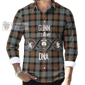 Gunn Weathered Tartan Long Sleeve Button Shirt with Family Crest DNA In Me Style