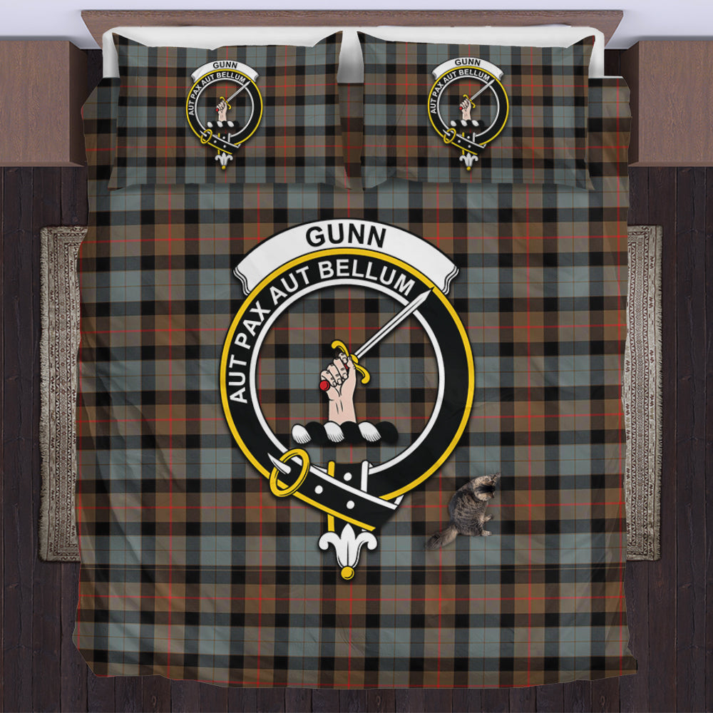 Gunn Weathered Tartan Bedding Set with Family Crest US Bedding Set - Tartan Vibes Clothing