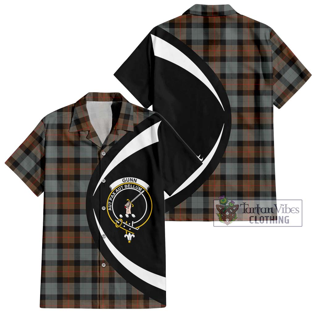 Gunn Weathered Tartan Short Sleeve Button Up with Family Crest Circle Style Kid - Tartan Vibes Clothing