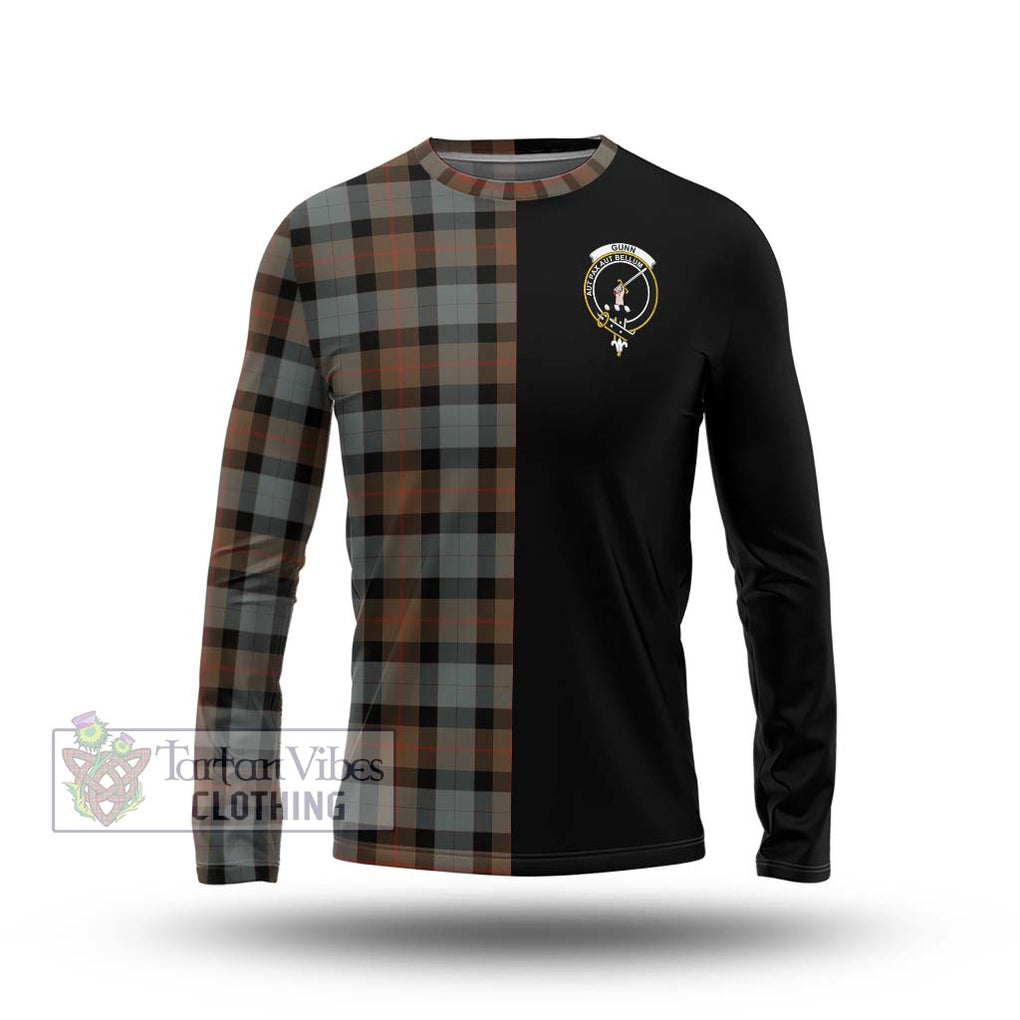 Gunn Weathered Tartan Long Sleeve T-Shirt with Family Crest and Half Of Me Style Unisex - Tartanvibesclothing Shop