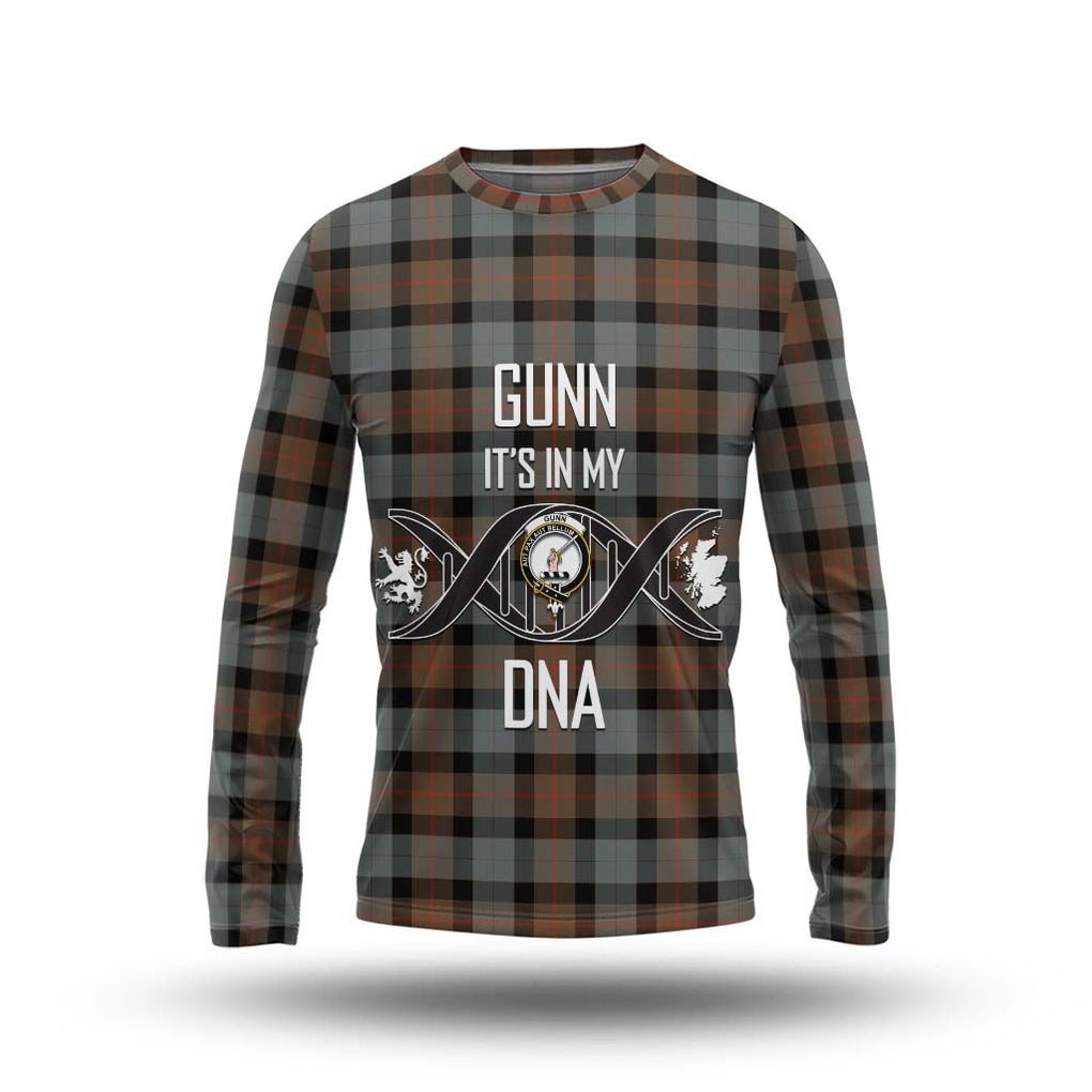 Gunn Weathered Tartan Long Sleeve T-Shirt with Family Crest DNA In Me Style Unisex - Tartanvibesclothing Shop