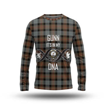 Gunn Weathered Tartan Long Sleeve T-Shirt with Family Crest DNA In Me Style