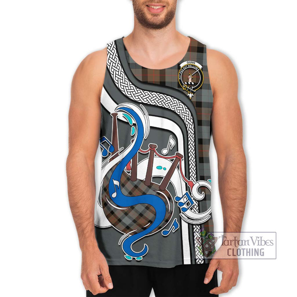 Gunn Weathered Tartan Men's Tank Top with Epic Bagpipe Style Men - Tartanvibesclothing Shop