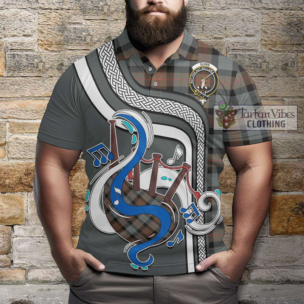 Tartan Vibes Clothing Gunn Weathered Tartan Polo Shirt with Epic Bagpipe Style