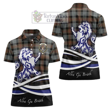 Gunn Weathered Tartan Women's Polo Shirt with Alba Gu Brath Regal Lion Emblem