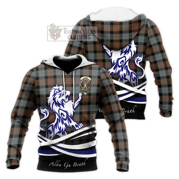 Gunn Weathered Tartan Knitted Hoodie with Alba Gu Brath Regal Lion Emblem