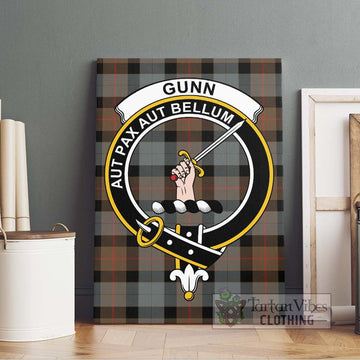 Gunn Weathered Tartan Canvas Print Wall Art with Family Crest