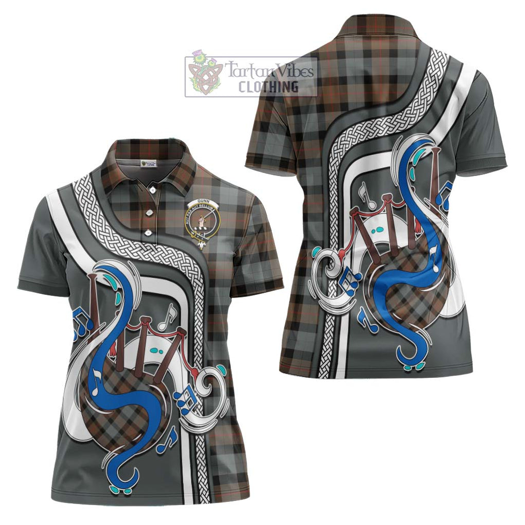 Gunn Weathered Tartan Women's Polo Shirt with Epic Bagpipe Style Women - Tartanvibesclothing Shop