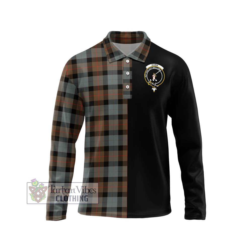 Gunn Weathered Tartan Long Sleeve Polo Shirt with Family Crest and Half Of Me Style Unisex - Tartanvibesclothing Shop