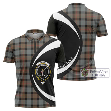 Gunn Weathered Tartan Zipper Polo Shirt with Family Crest Circle Style