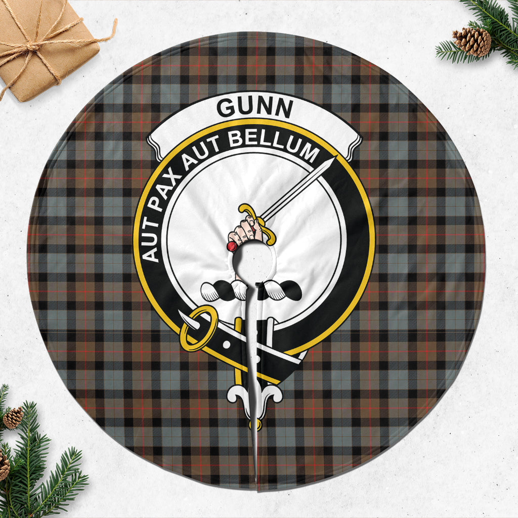 Gunn Weathered Tartan Christmas Tree Skirt with Family Crest - Tartanvibesclothing