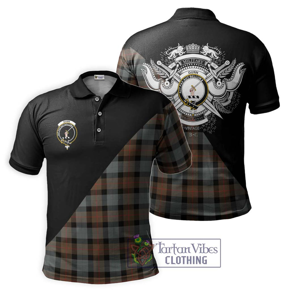 Gunn Weathered Tartan Polo Shirt with Family Crest and Military Logo Style Kid - Tartanvibesclothing Shop