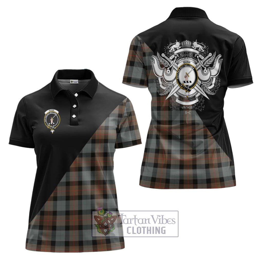 Gunn Weathered Tartan Women's Polo Shirt with Family Crest and Military Logo Style Women - Tartanvibesclothing Shop