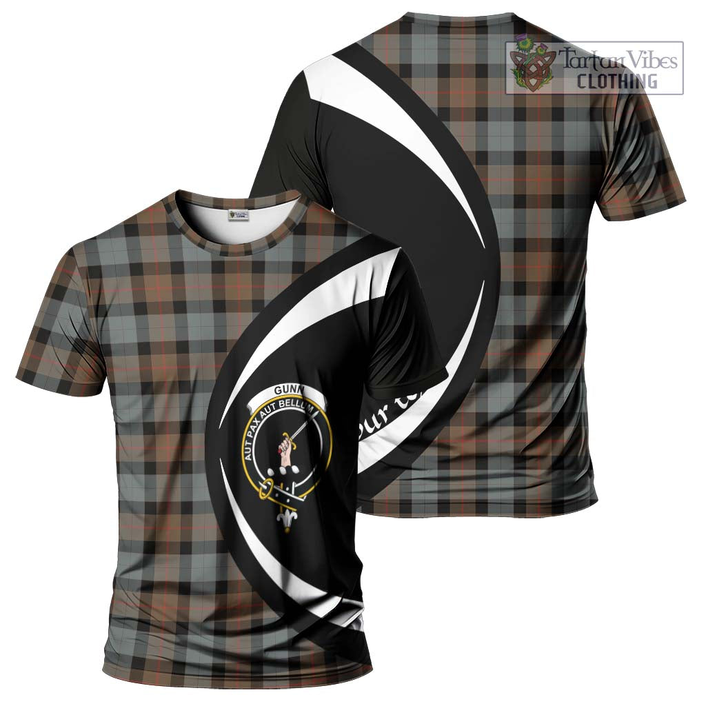 Tartan Vibes Clothing Gunn Weathered Tartan T-Shirt with Family Crest Circle Style