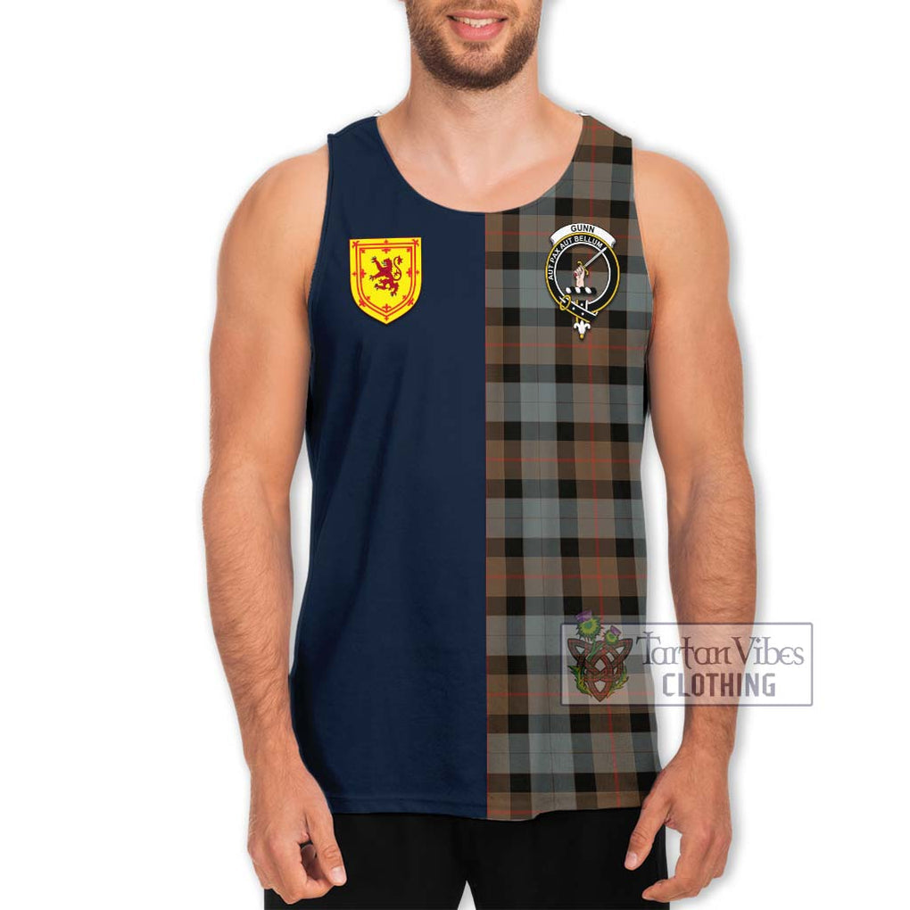 Tartan Vibes Clothing Gunn Weathered Tartan Men's Tank Top with Scottish Lion Royal Arm Half Style