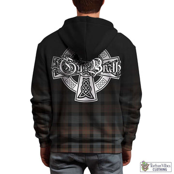 Gunn Weathered Tartan Hoodie Featuring Alba Gu Brath Family Crest Celtic Inspired