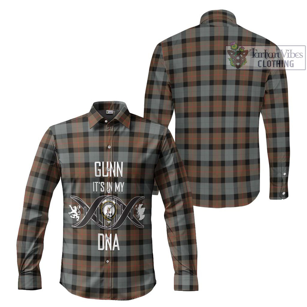 Gunn Weathered Tartan Long Sleeve Button Shirt with Family Crest DNA In Me Style Men's Shirt - Tartanvibesclothing Shop