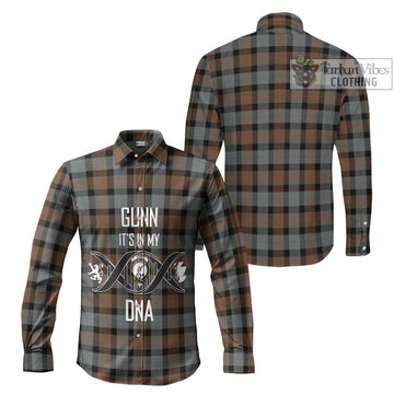 Gunn Weathered Tartan Long Sleeve Button Shirt with Family Crest DNA In Me Style