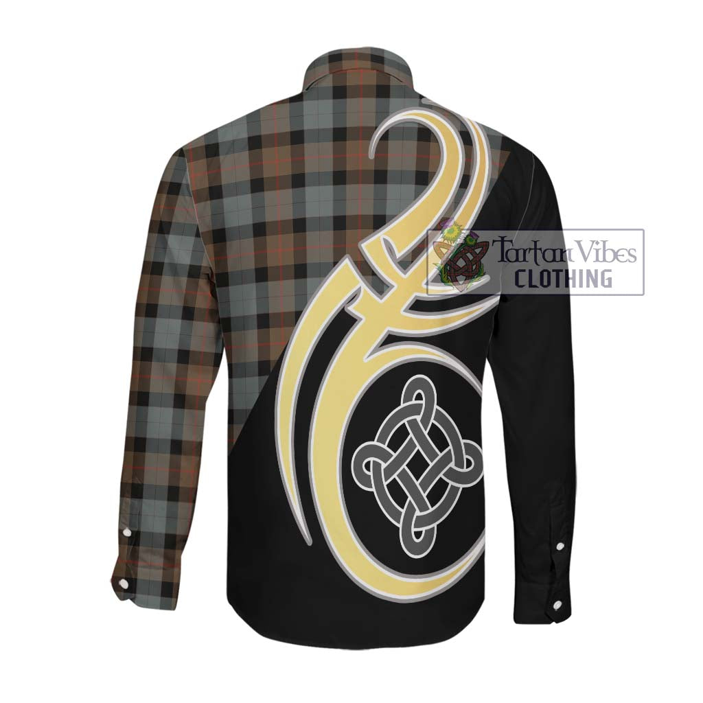 Gunn Weathered Tartan Long Sleeve Button Shirt with Family Crest and Celtic Symbol Style Men's Shirt - Tartan Vibes Clothing