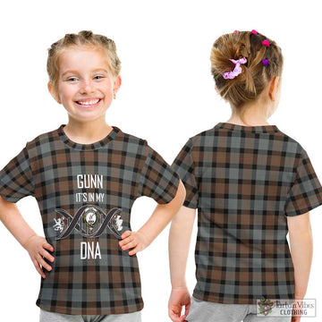 Gunn Weathered Tartan Kid T-Shirt with Family Crest DNA In Me Style