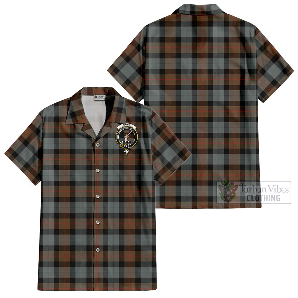 Gunn Weathered Tartan Cotton Hawaiian Shirt with Family Crest Kid - Tartan Vibes Clothing