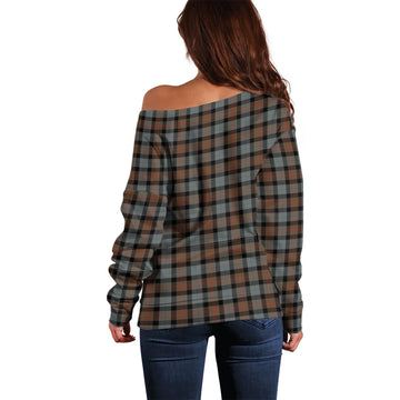 Gunn Weathered Tartan Off Shoulder Women Sweater with Family Crest