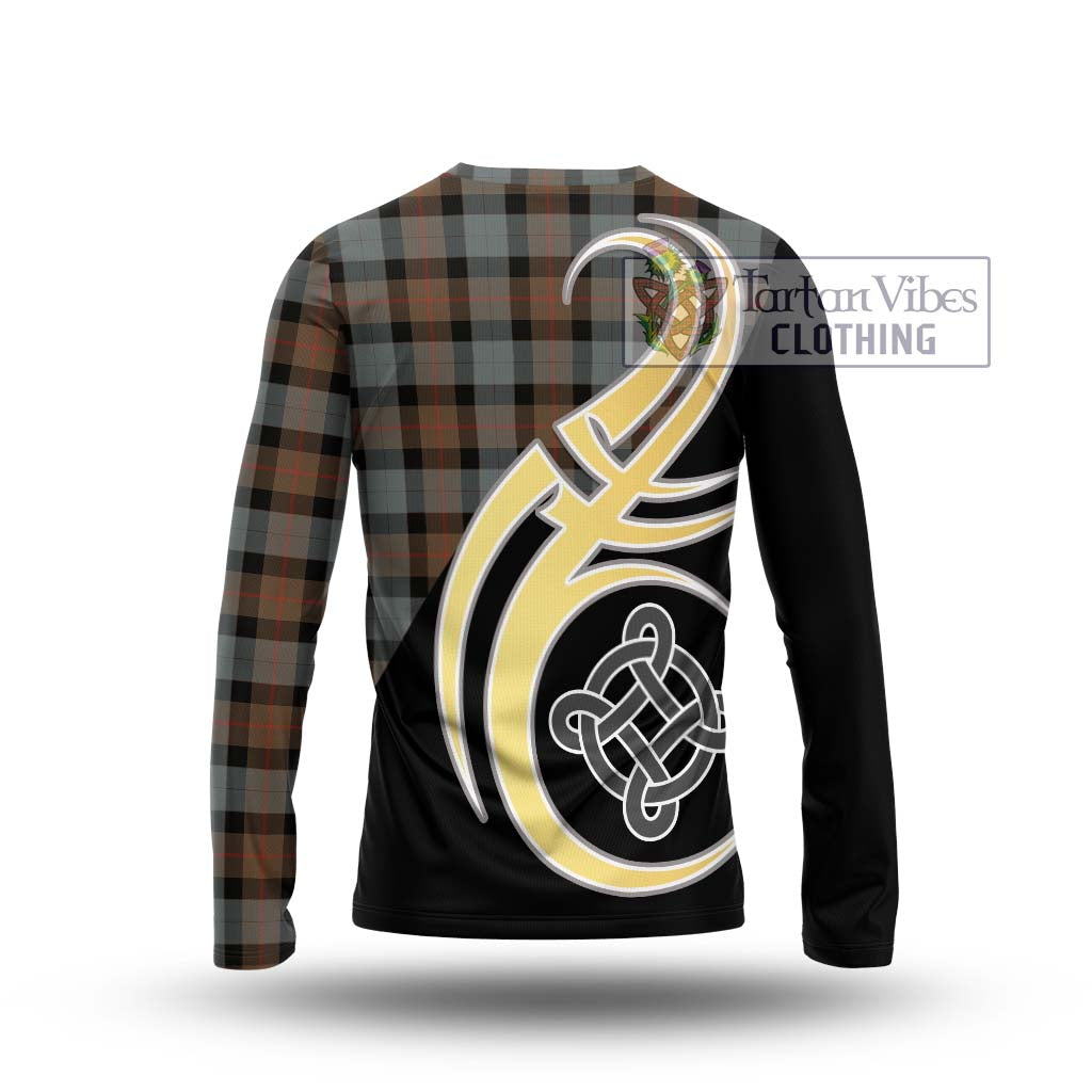 Gunn Weathered Tartan Long Sleeve T-Shirt with Family Crest and Celtic Symbol Style - Tartan Vibes Clothing