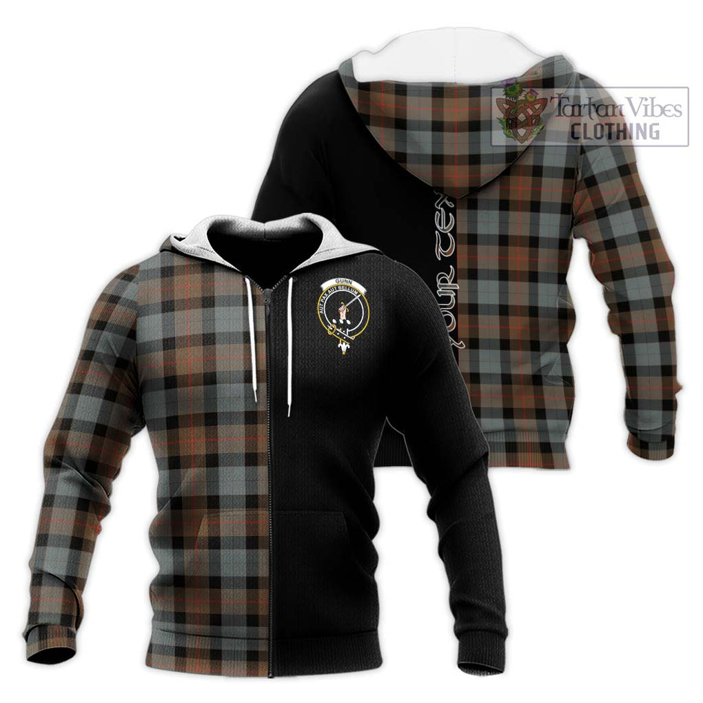 Gunn Weathered Tartan Knitted Hoodie with Family Crest and Half Of Me Style Unisex Knitted Zip Hoodie - Tartanvibesclothing Shop