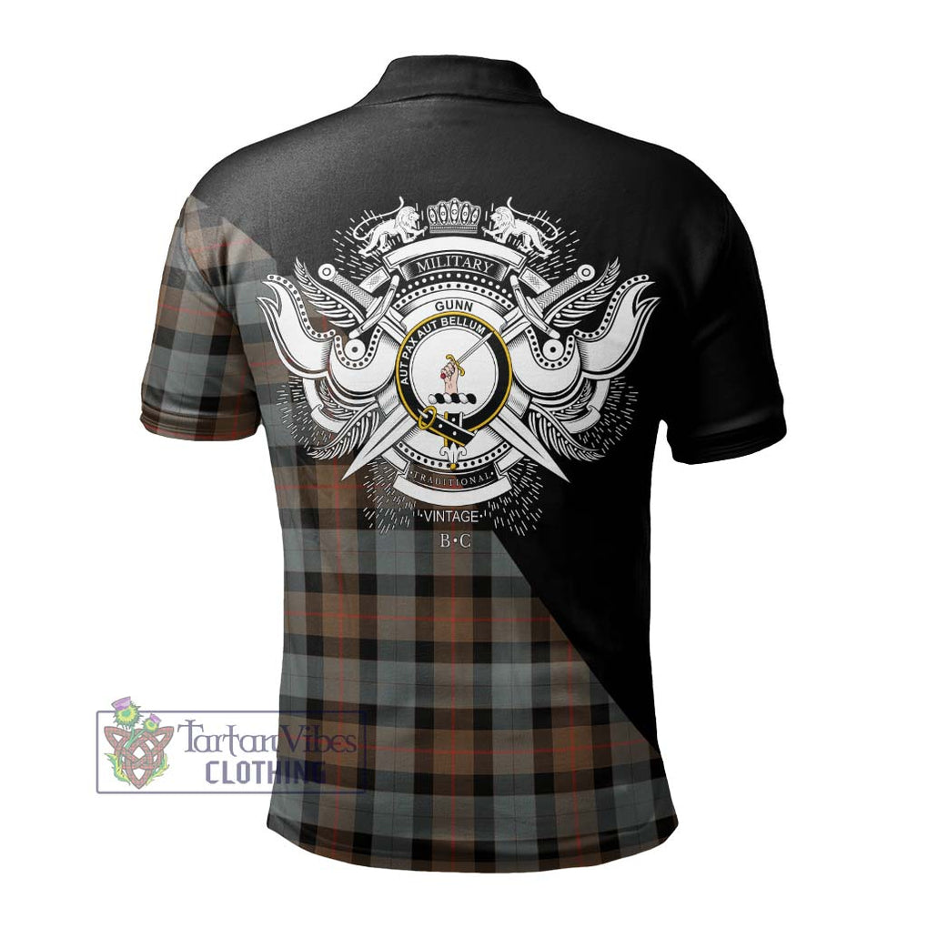 Gunn Weathered Tartan Polo Shirt with Family Crest and Military Logo Style - Tartanvibesclothing Shop