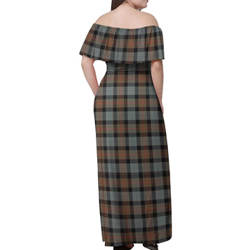 Gunn Weathered Tartan Off Shoulder Long Dress