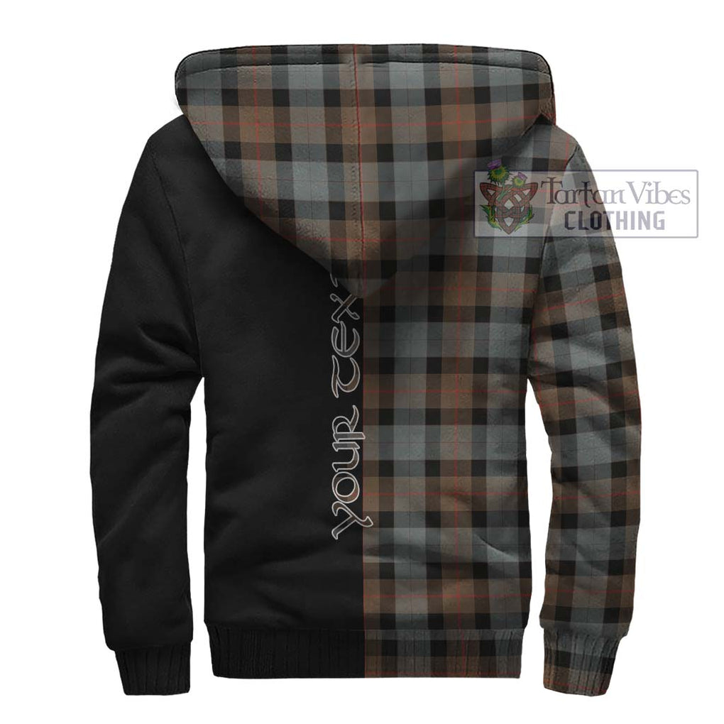 Gunn Weathered Tartan Sherpa Hoodie with Family Crest and Half Of Me Style - Tartanvibesclothing Shop