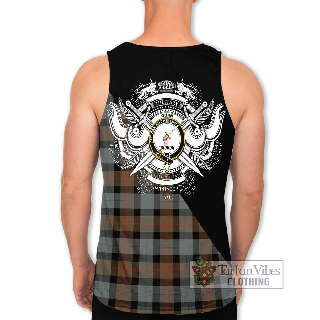 Gunn Weathered Tartan Men's Tank Top with Family Crest and Military Logo Style - Tartanvibesclothing Shop