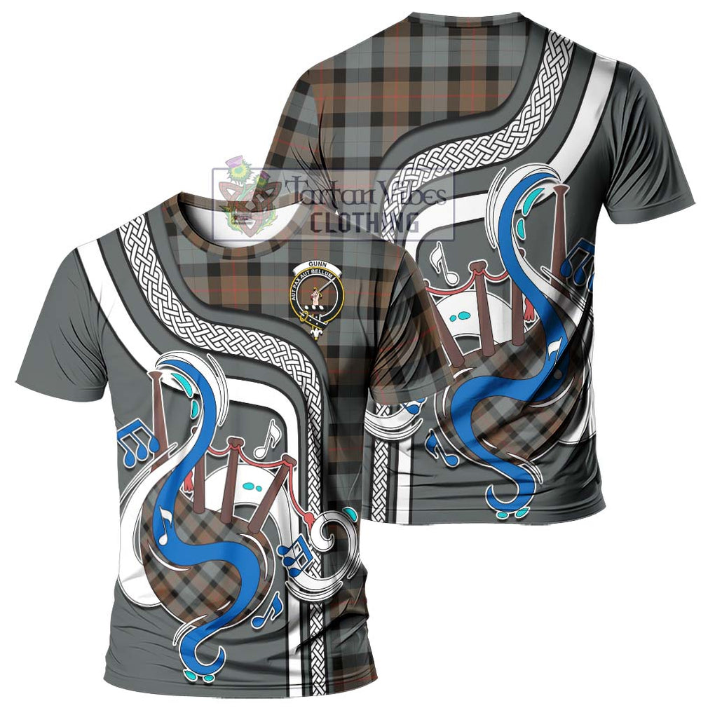 Gunn Weathered Tartan T-Shirt with Epic Bagpipe Style - Tartanvibesclothing Shop