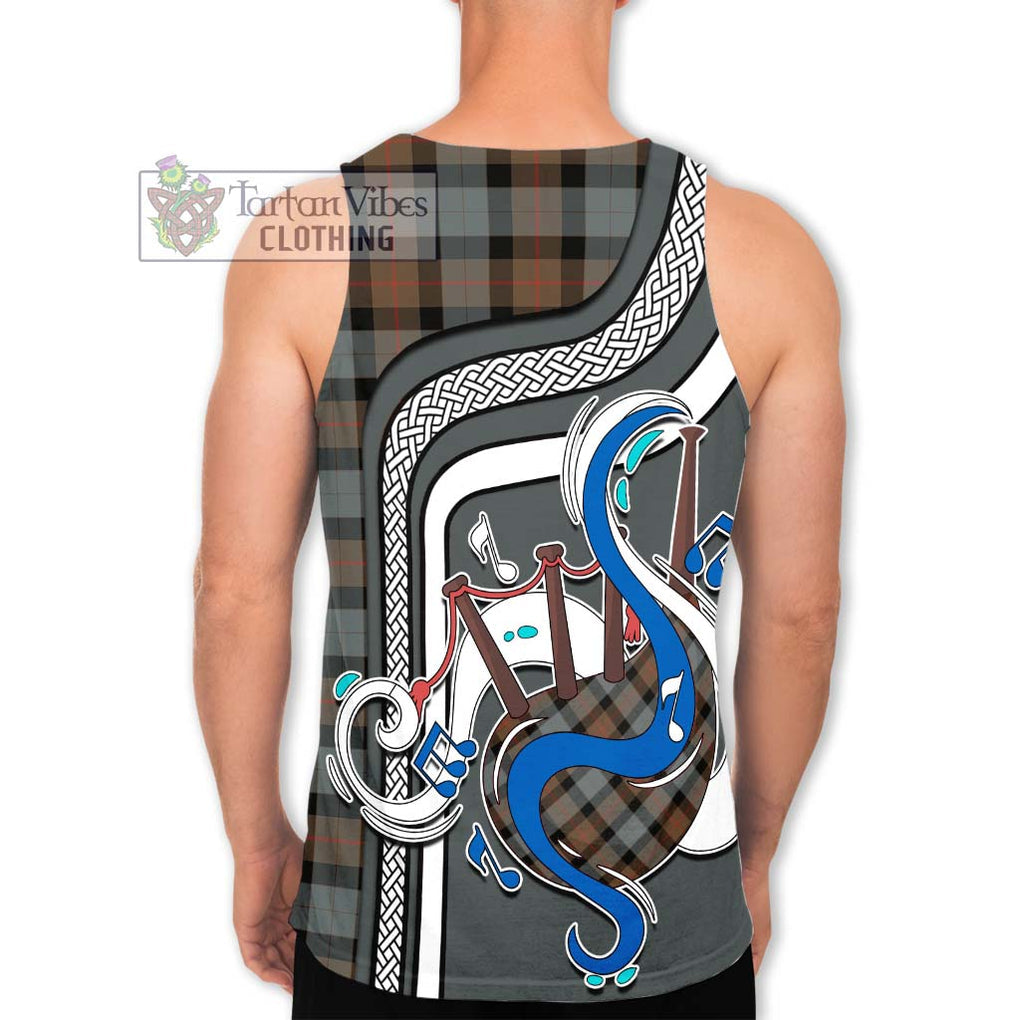 Gunn Weathered Tartan Men's Tank Top with Epic Bagpipe Style - Tartanvibesclothing Shop