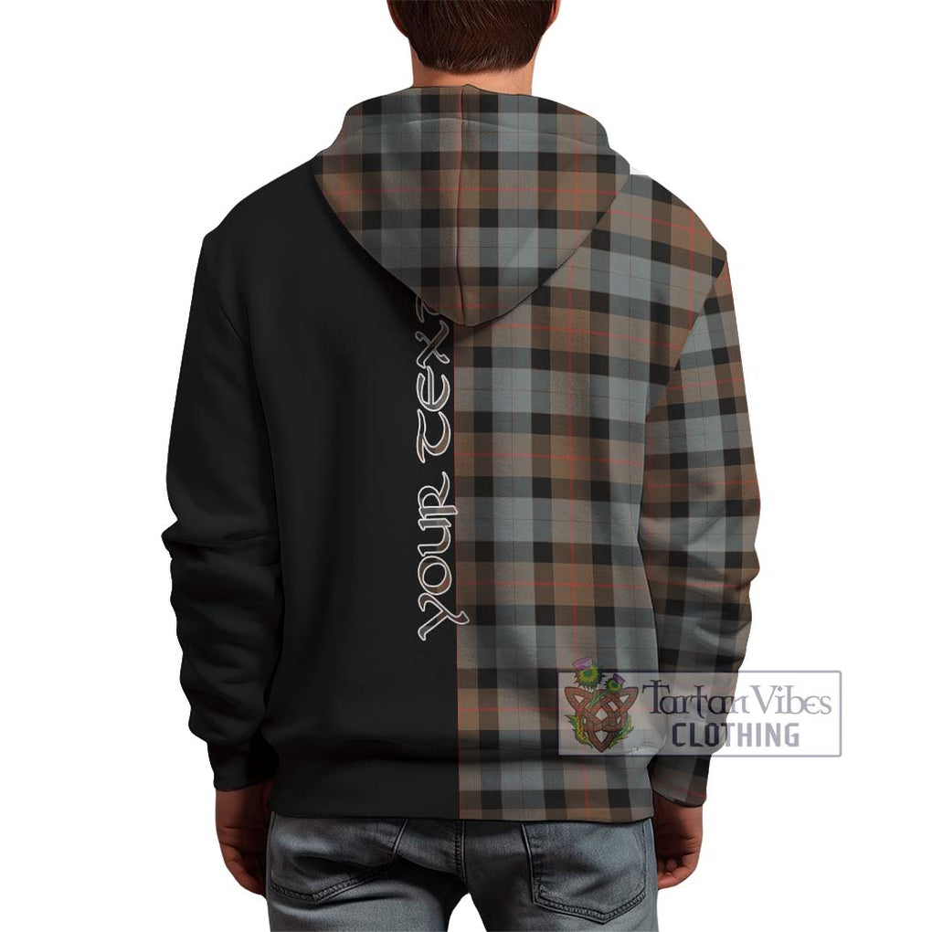 Gunn Weathered Tartan Hoodie with Family Crest and Half Of Me Style - Tartanvibesclothing Shop