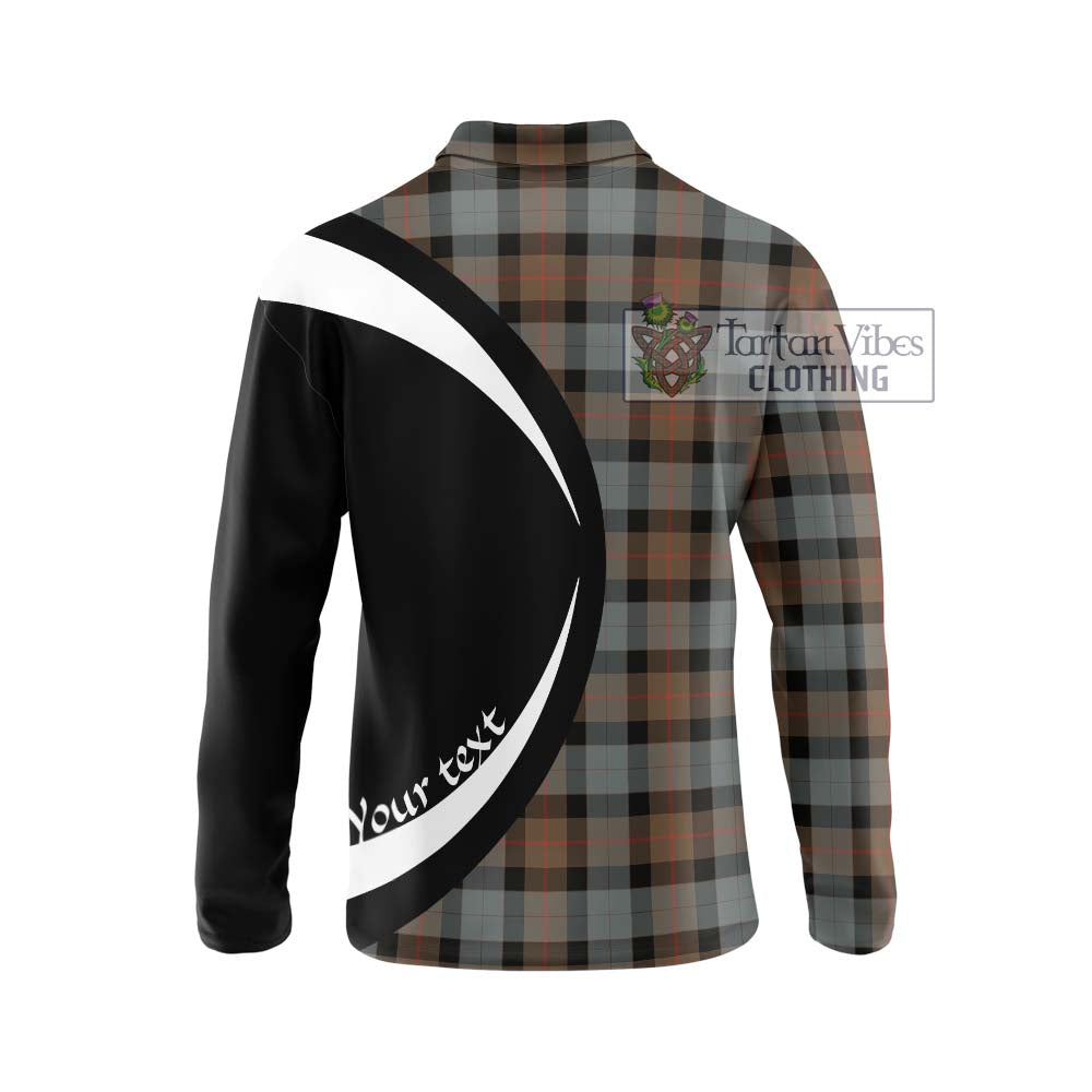 Gunn Weathered Tartan Long Sleeve Polo Shirt with Family Crest Circle Style - Tartan Vibes Clothing