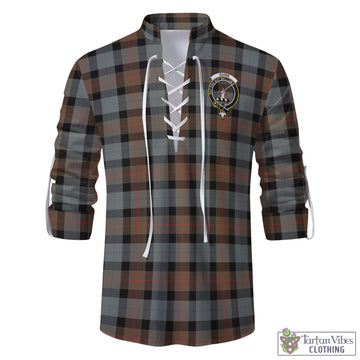 Gunn Weathered Tartan Men's Scottish Traditional Jacobite Ghillie Kilt Shirt with Family Crest