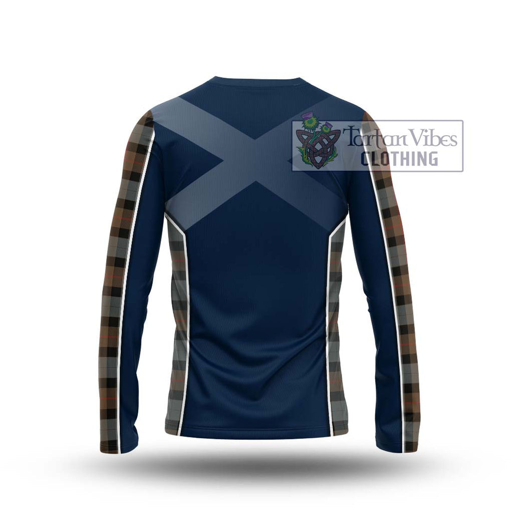 Gunn Weathered Tartan Long Sleeve T-Shirt with Family Crest and Lion Rampant Vibes Sport Style - Tartan Vibes Clothing