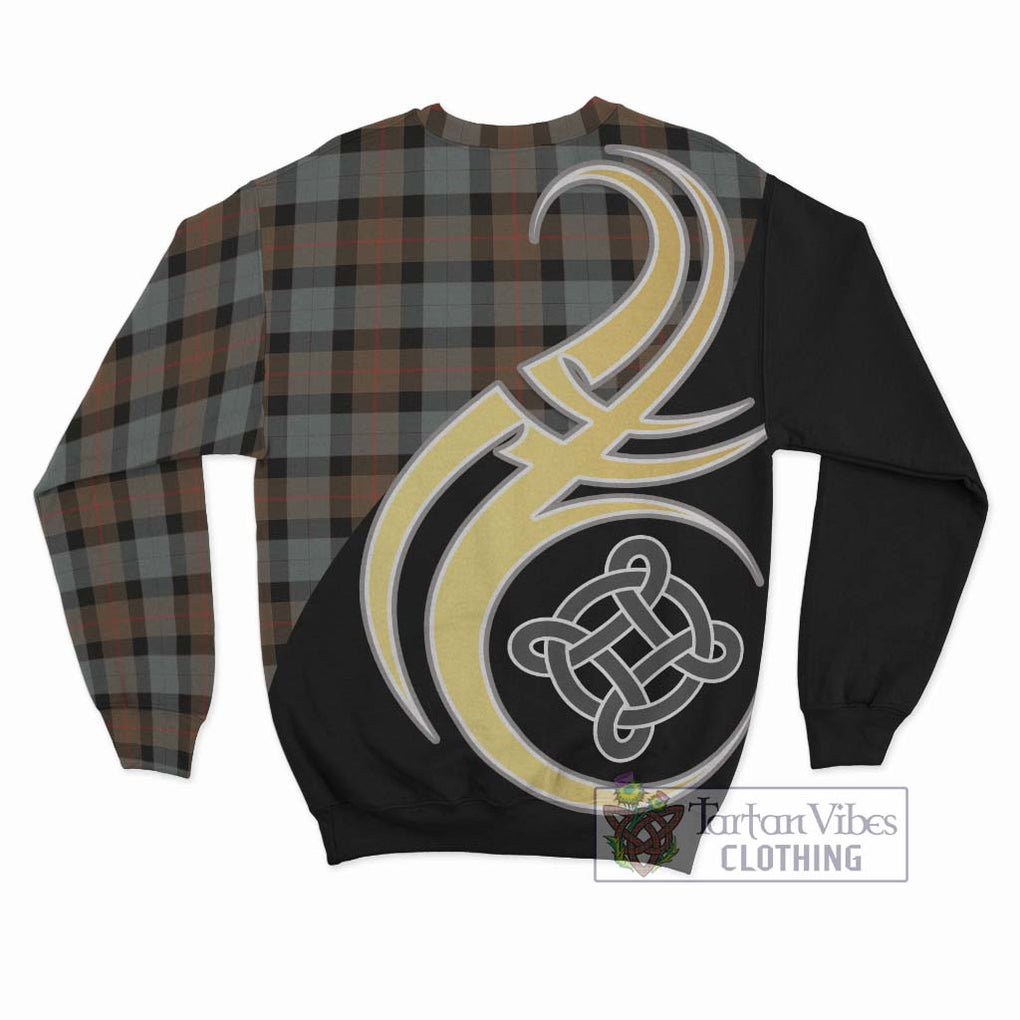 Gunn Weathered Tartan Sweatshirt with Family Crest and Celtic Symbol Style - Tartan Vibes Clothing