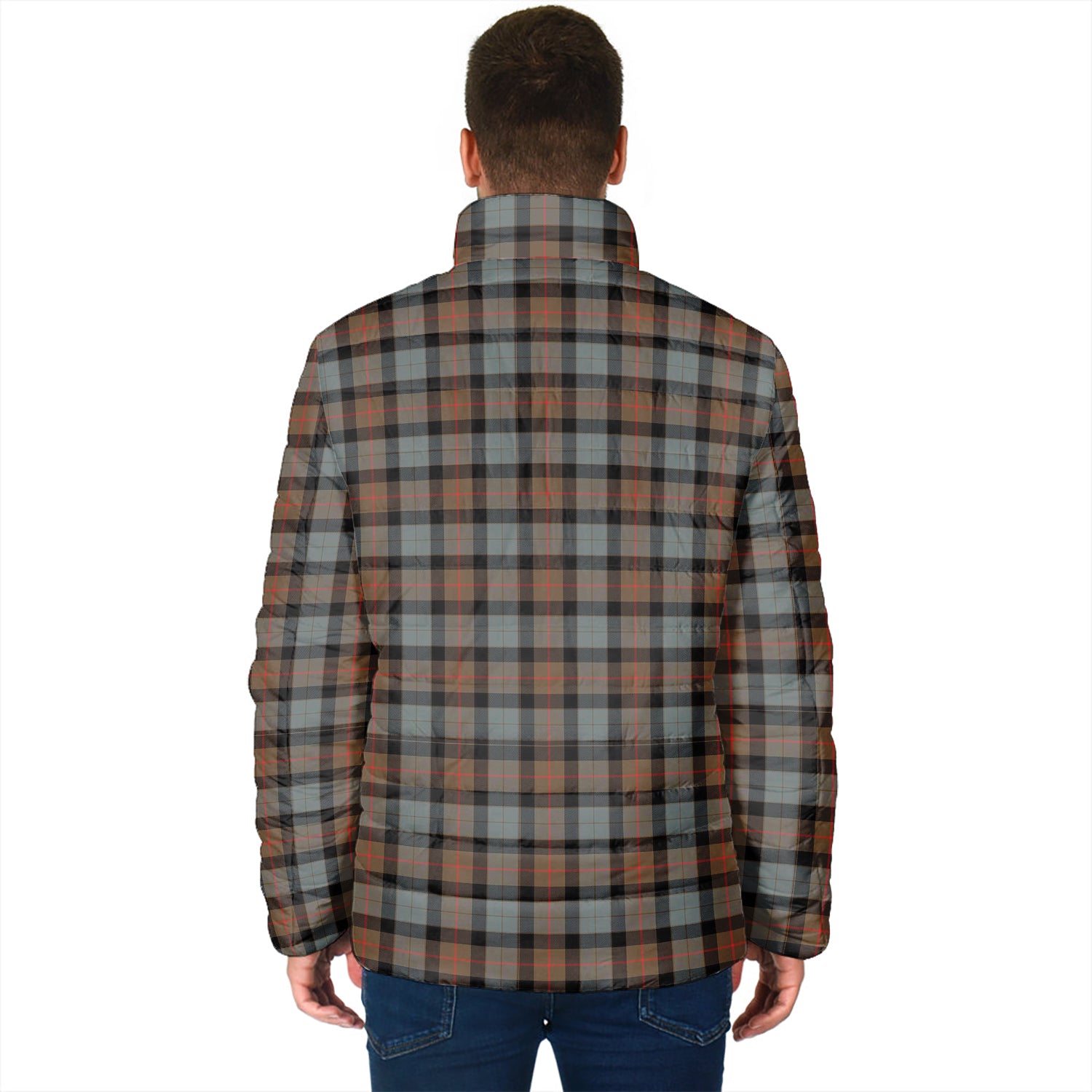 Gunn Weathered Tartan Padded Jacket with Family Crest - Tartan Vibes Clothing