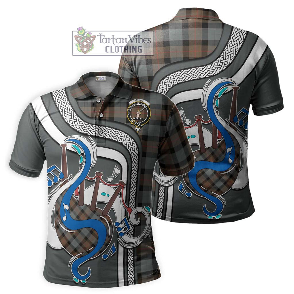 Tartan Vibes Clothing Gunn Weathered Tartan Polo Shirt with Epic Bagpipe Style