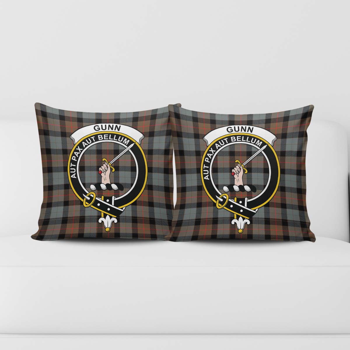 Gunn Weathered Tartan Pillow Cover with Family Crest - Tartanvibesclothing