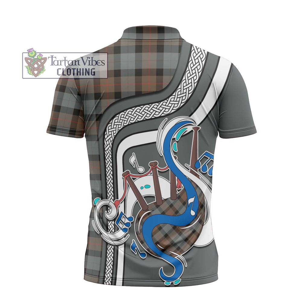 Gunn Weathered Tartan Zipper Polo Shirt with Epic Bagpipe Style - Tartanvibesclothing Shop