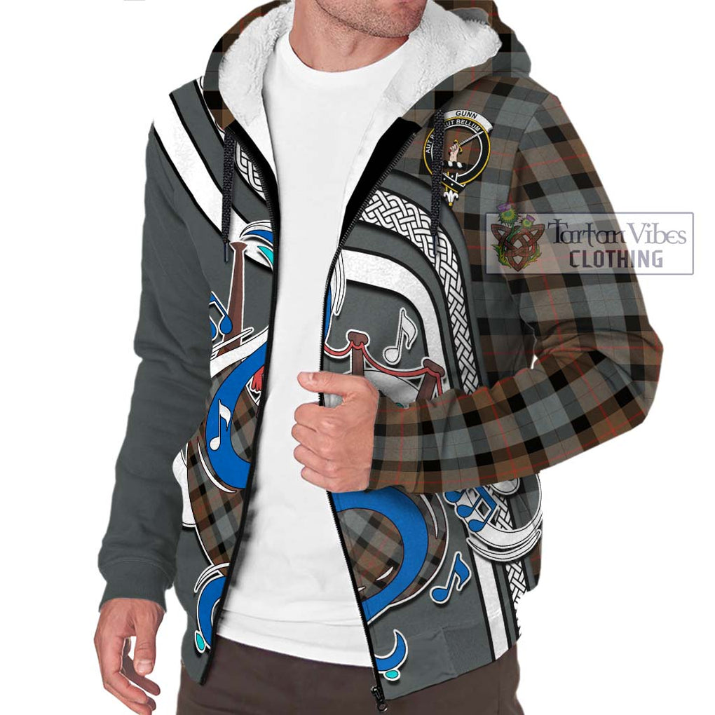 Gunn Weathered Tartan Sherpa Hoodie with Epic Bagpipe Style Unisex - Tartanvibesclothing Shop