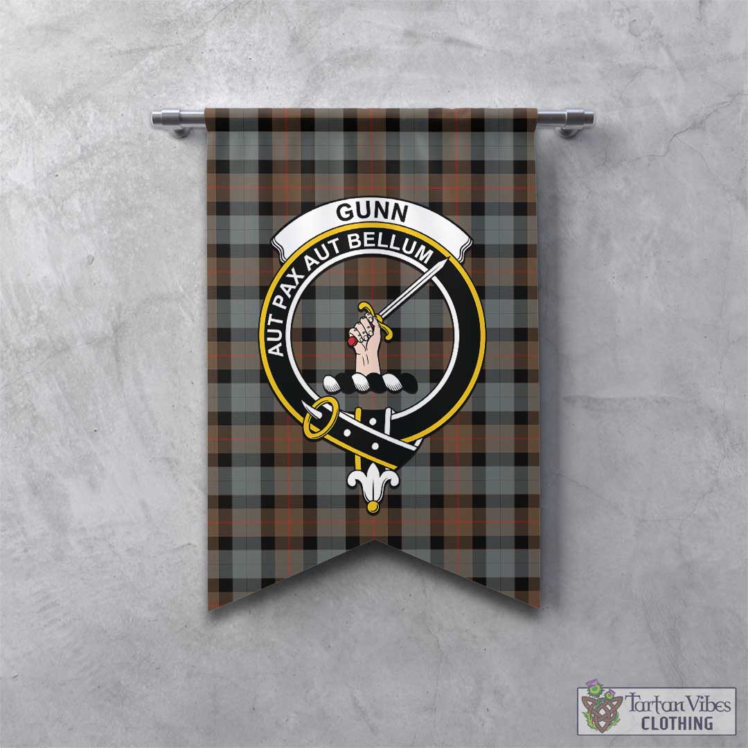 Tartan Vibes Clothing Gunn Weathered Tartan Gonfalon, Tartan Banner with Family Crest