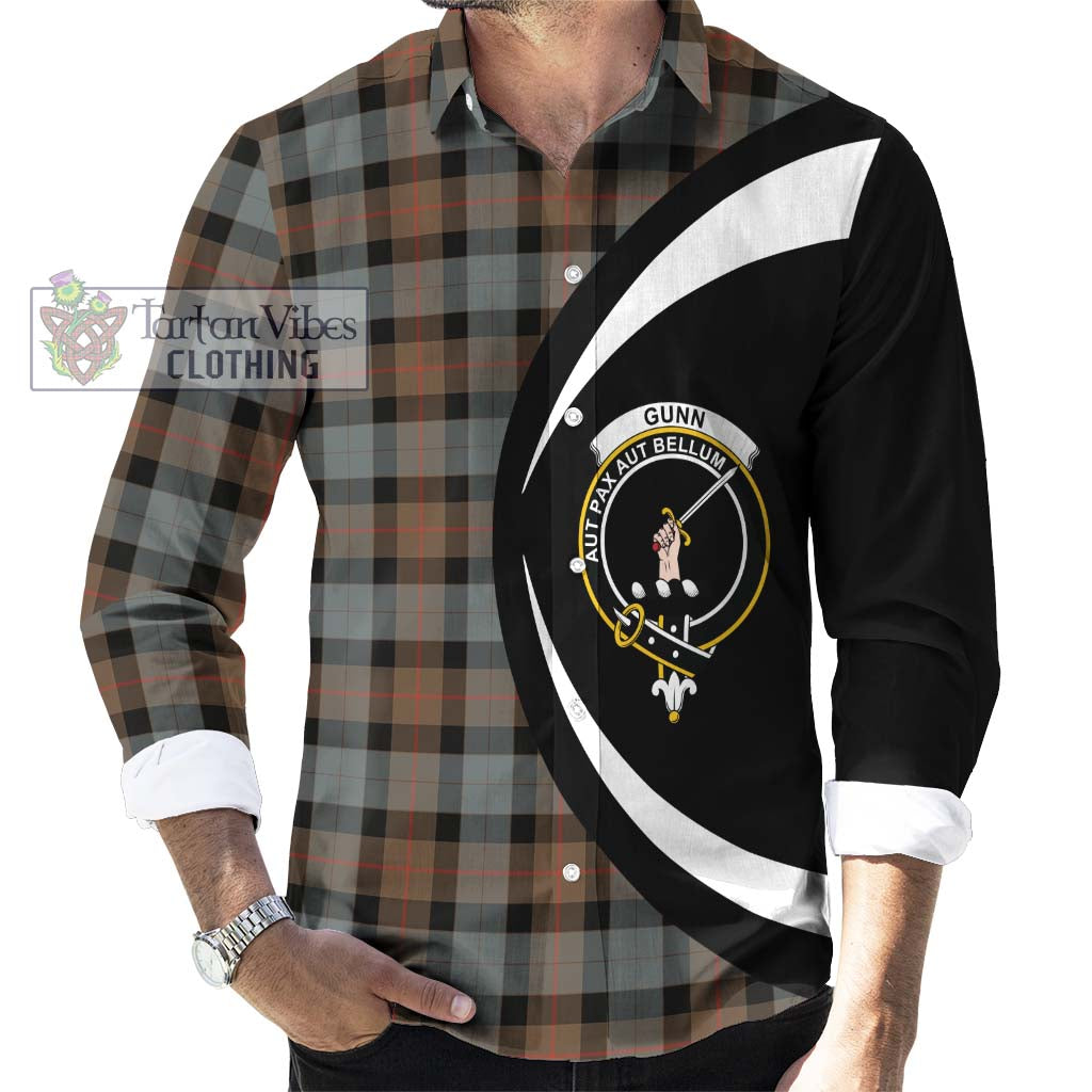 Gunn Weathered Tartan Long Sleeve Button Up with Family Crest Circle Style - Tartan Vibes Clothing