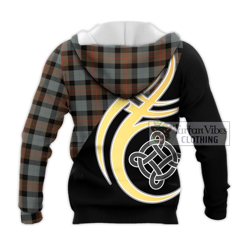 Gunn Weathered Tartan Knitted Hoodie with Family Crest and Celtic Symbol Style - Tartan Vibes Clothing