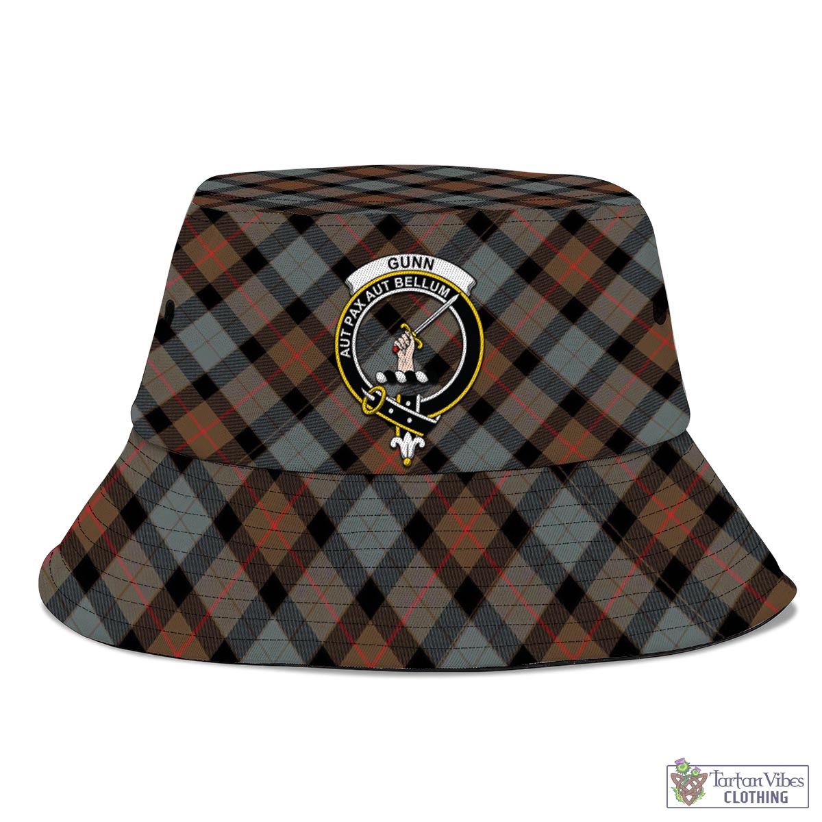 Tartan Vibes Clothing Gunn Weathered Tartan Bucket Hat with Family Crest